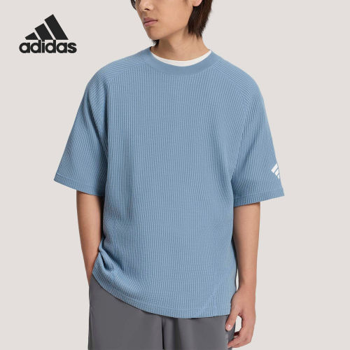 Adidas/阿迪达斯官方正品夏季男士华夫格运动简约短袖T恤KW0107