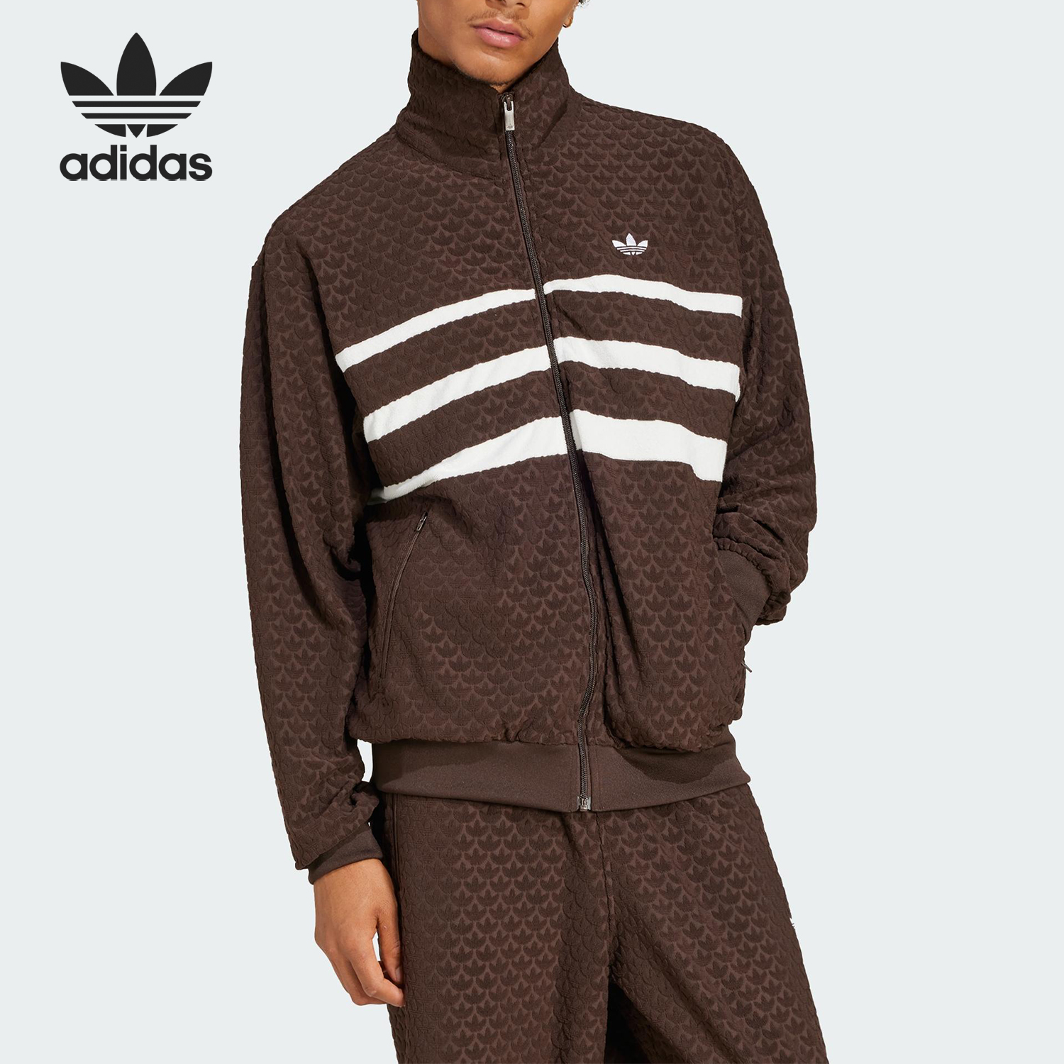 Adidas/阿迪达斯正品三叶草男士拼接立领运动夹克外套JP4419