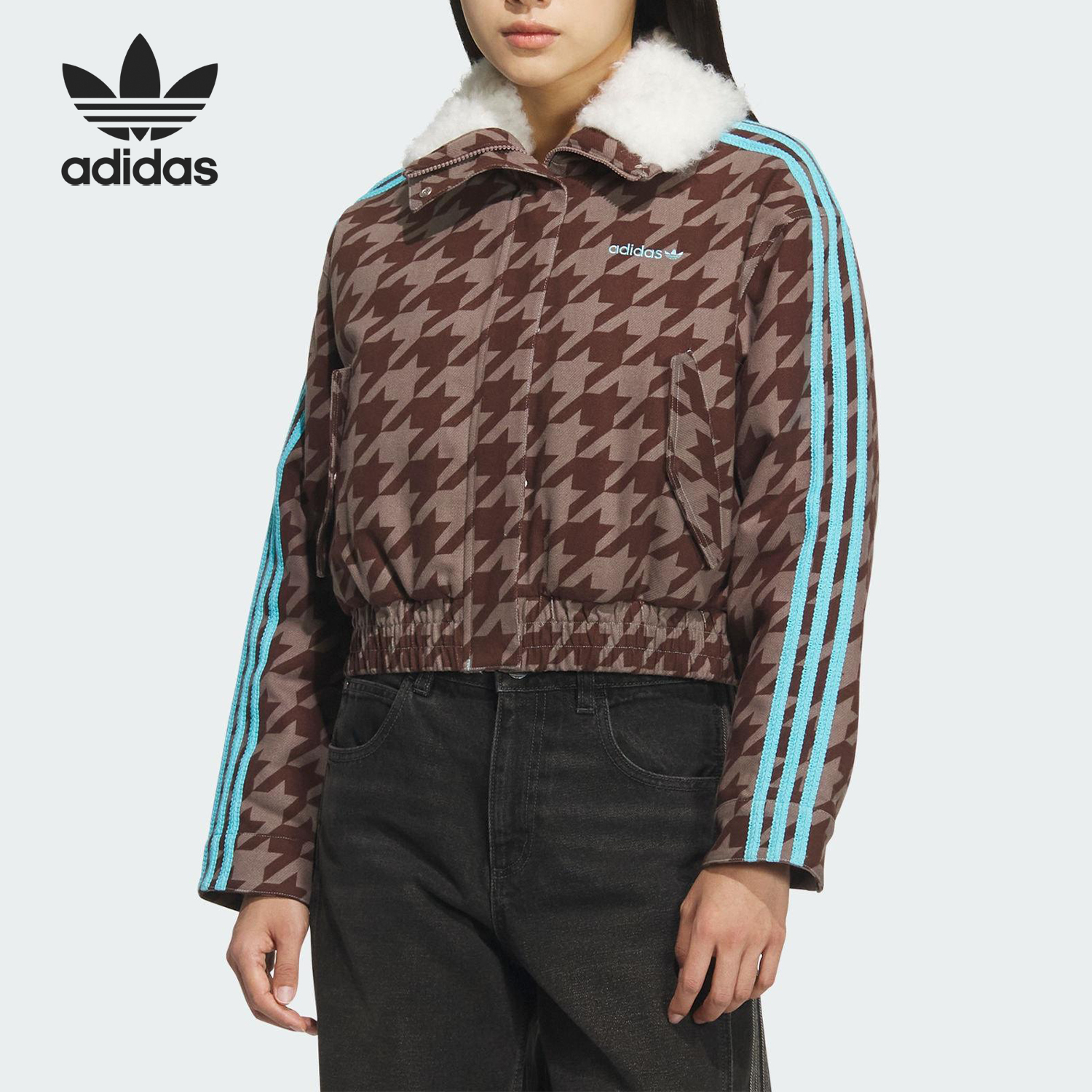 Adidas/阿迪达斯官方正品三叶草女士翻领耐穿保暖短款棉服KA9732