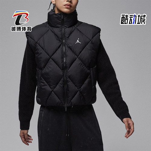 Nike/耐克正品JORDAN女士休闲立领保暖无袖拉链棉马甲HV0414-010