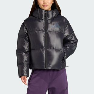 Adidas/阿迪达斯正品冬季女士短款蓬松保暖连帽日常羽绒服JL6907