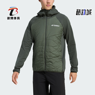 Adidas/阿迪达斯正品2026男士连帽保暖加绒拼接运动棉服KA6947