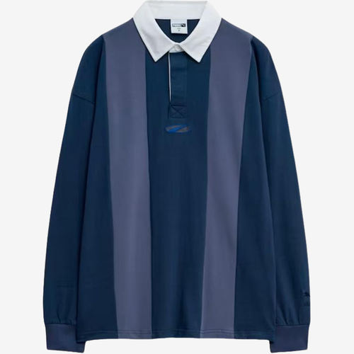 Puma彪马正品男士条纹拼接修身型长袖POLO领扣子翻领衫940907-02