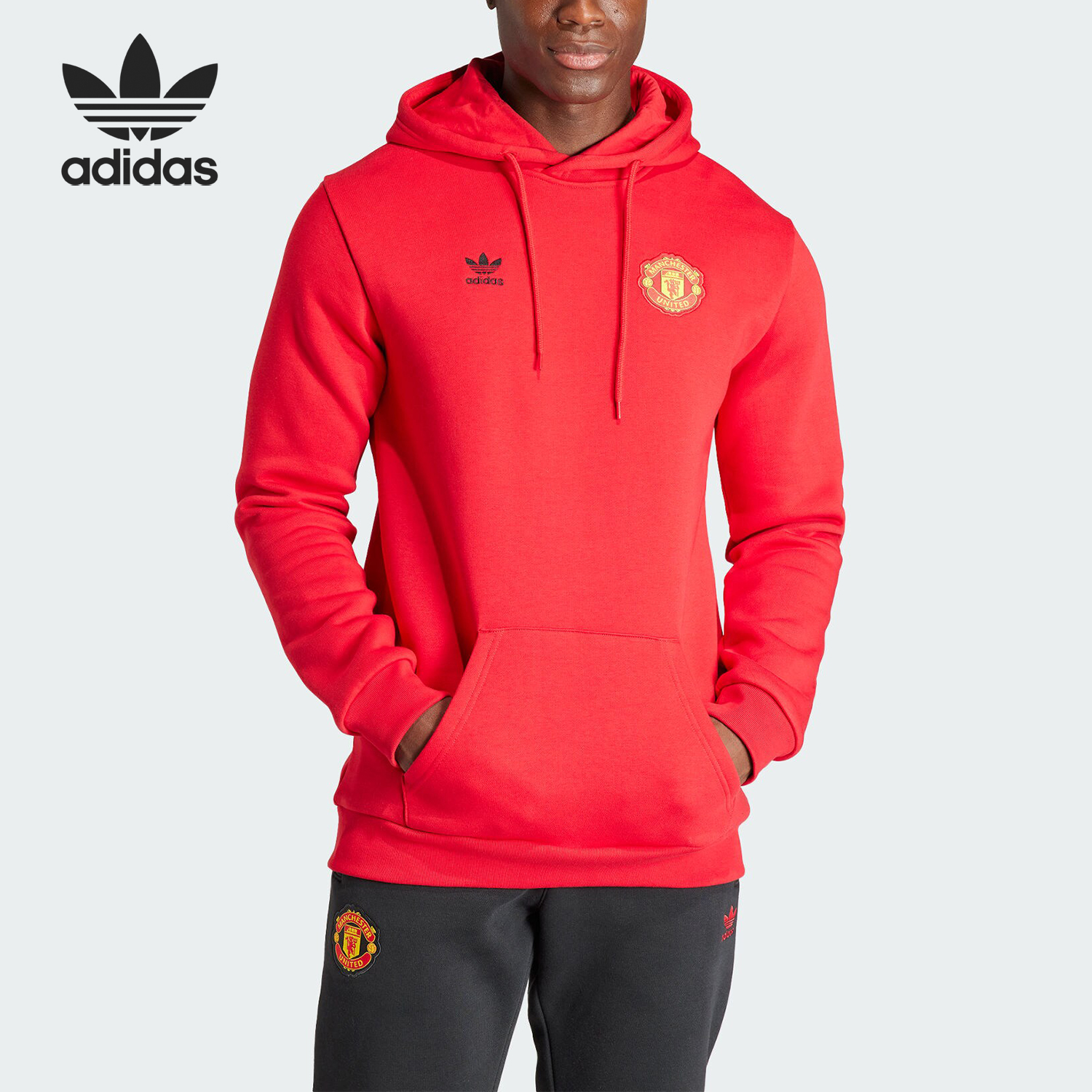 Adidas/阿迪达斯正品三叶草男士运动休闲加绒连帽卫衣IK8706