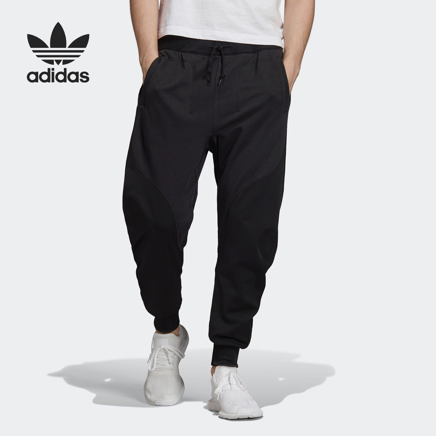 Adidas/阿迪达斯官方正品三叶草男子系带运动休闲收口长裤 ED5797