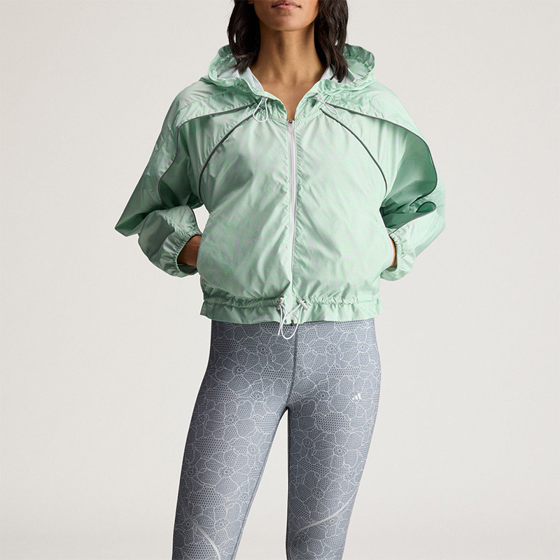Adidas/阿迪达斯正品2026女士休闲印花收腰经典连帽外套JY8195