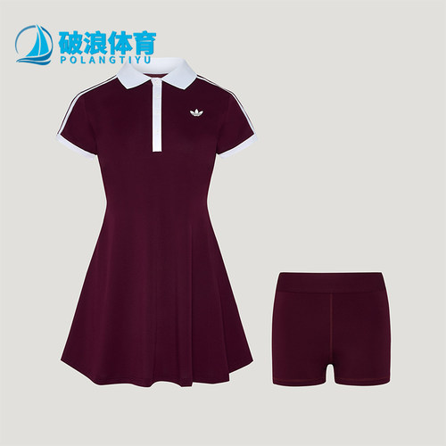 Adidas/阿迪达斯正品三叶草女士复古网球运动连衣裙LG4963
