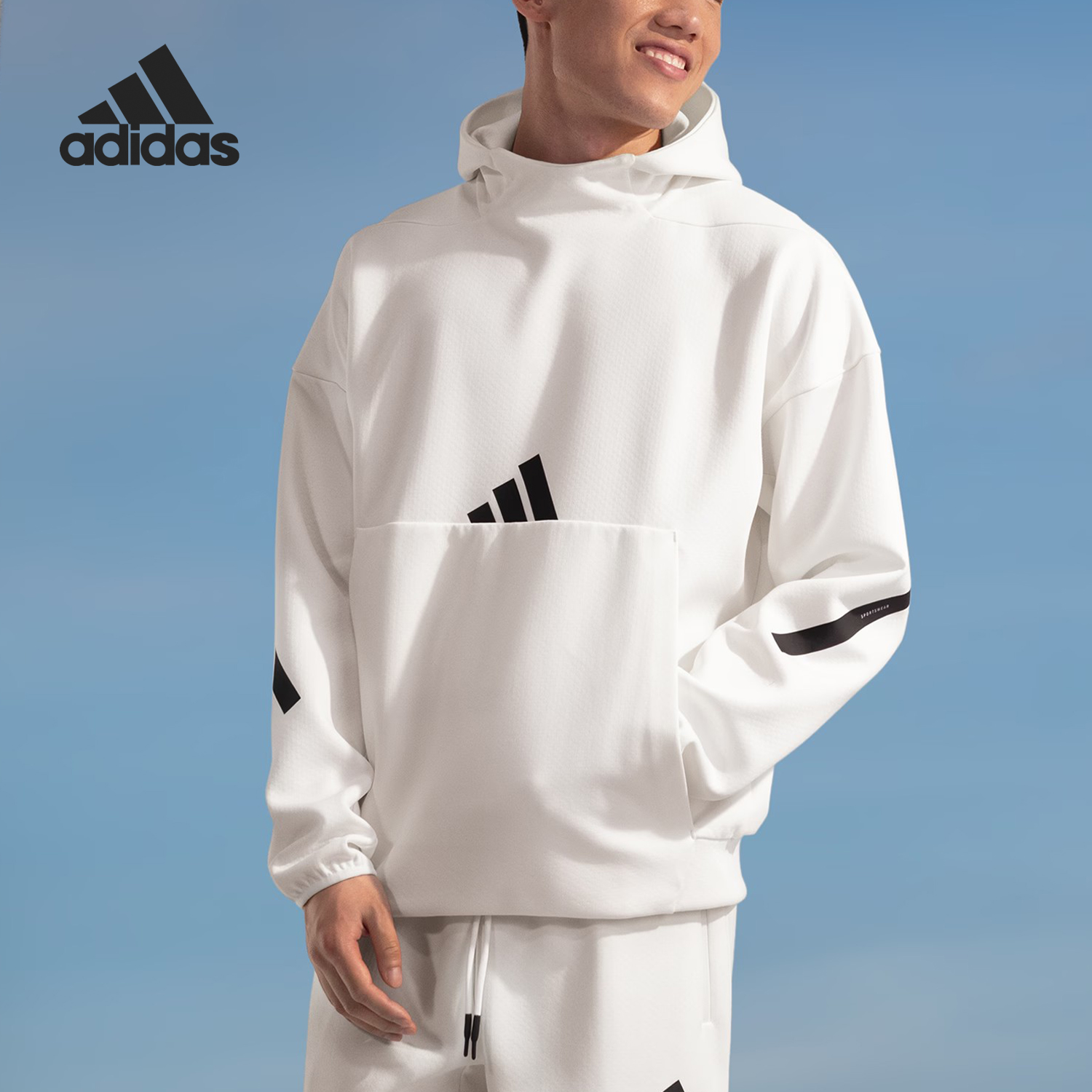 Adidas/阿迪达斯正品2024秋季新款男士保暖连帽卫衣JF2454