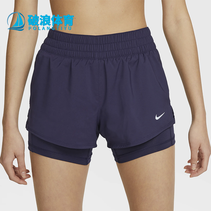 Nike/耐克正品2025女士梭织松紧腰透气二合一运动短裤DX6013-555