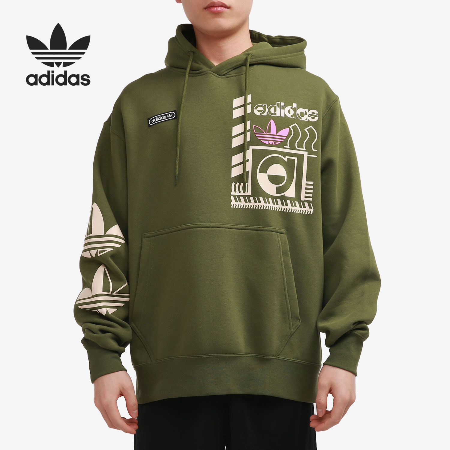 Adidas/阿迪达斯正品三叶草 新款男子休闲运动套头卫衣 GN3865