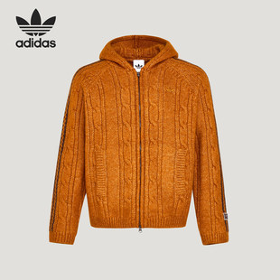 Adidas/阿迪达斯官方正品三叶草男士连帽潮流针织拉链外套KU5619