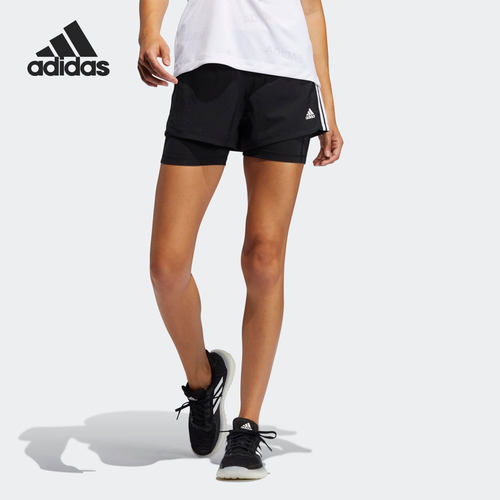 Adidas/阿迪达斯正品PACER 3S 2 IN 1夏季训练运动女子短裤GL7686
