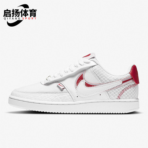 Nike/耐克正品CourtVision1双钩新款女经典白红色板鞋CI7827-100