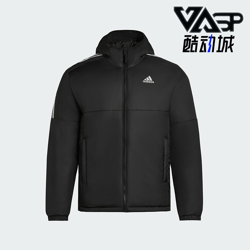 Adidas/阿迪达斯正品Essentials男士休闲连帽日常户外棉服KF6755