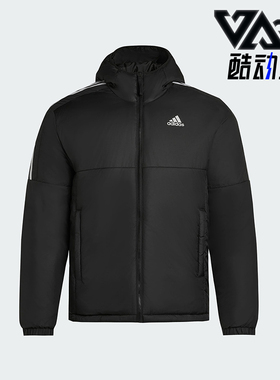 Adidas/阿迪达斯正品Essentials男士休闲连帽日常户外棉服KF6755