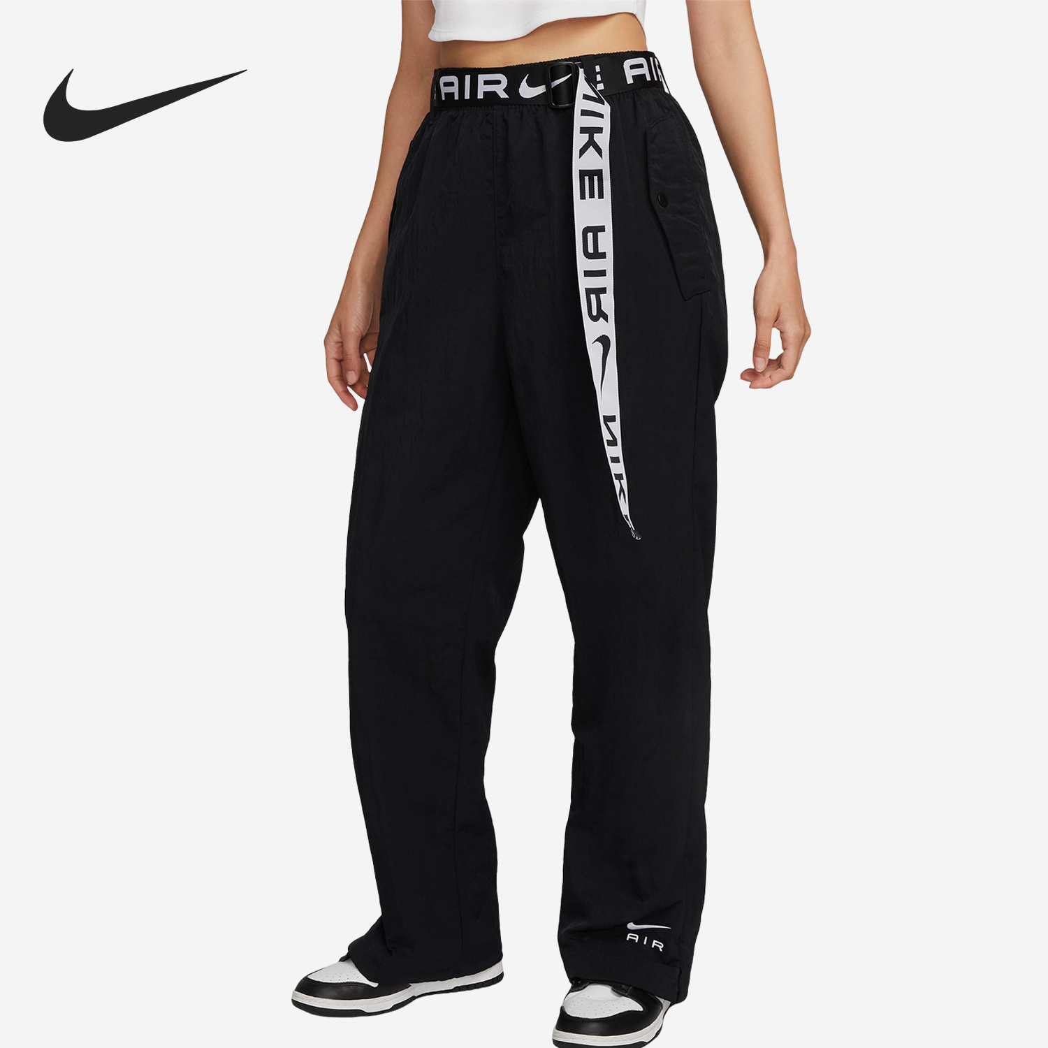 Nike/耐克正品运动女士梭织直筒宽松运动工装长裤FB8085-010