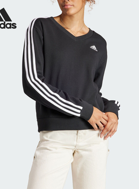 Adidas/阿迪达斯女士运动休闲V领卫衣套头衫IQ4835