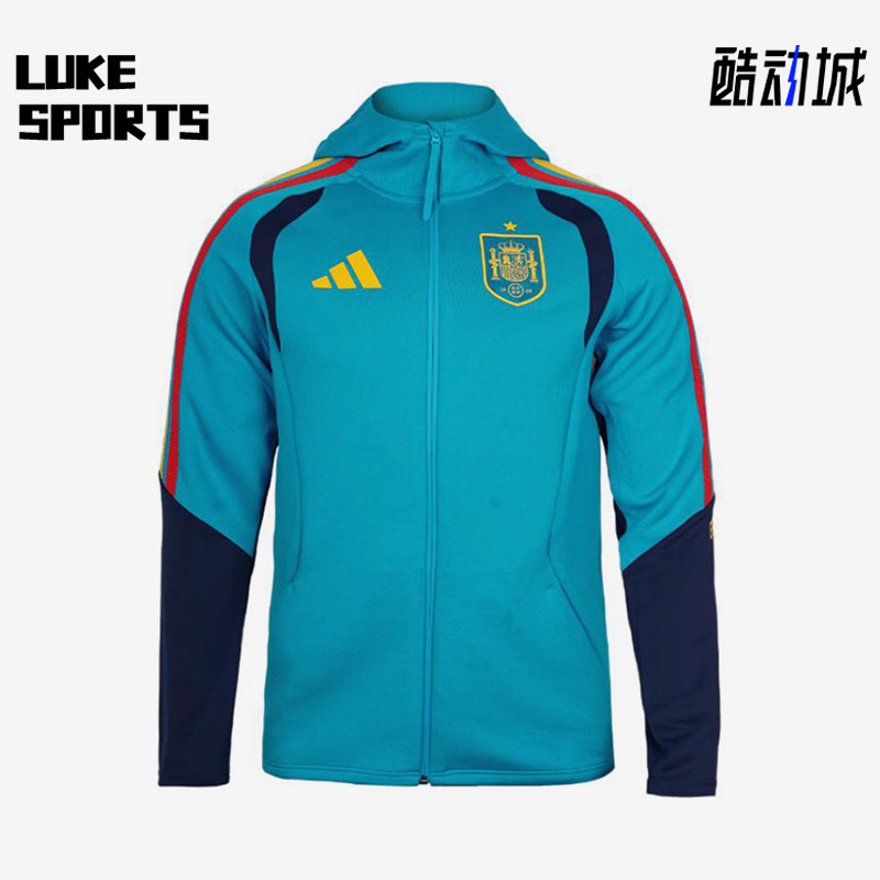 Adidas/阿迪达斯正品新款男蓝藏蓝色足球经典连帽夹克外套KS5202