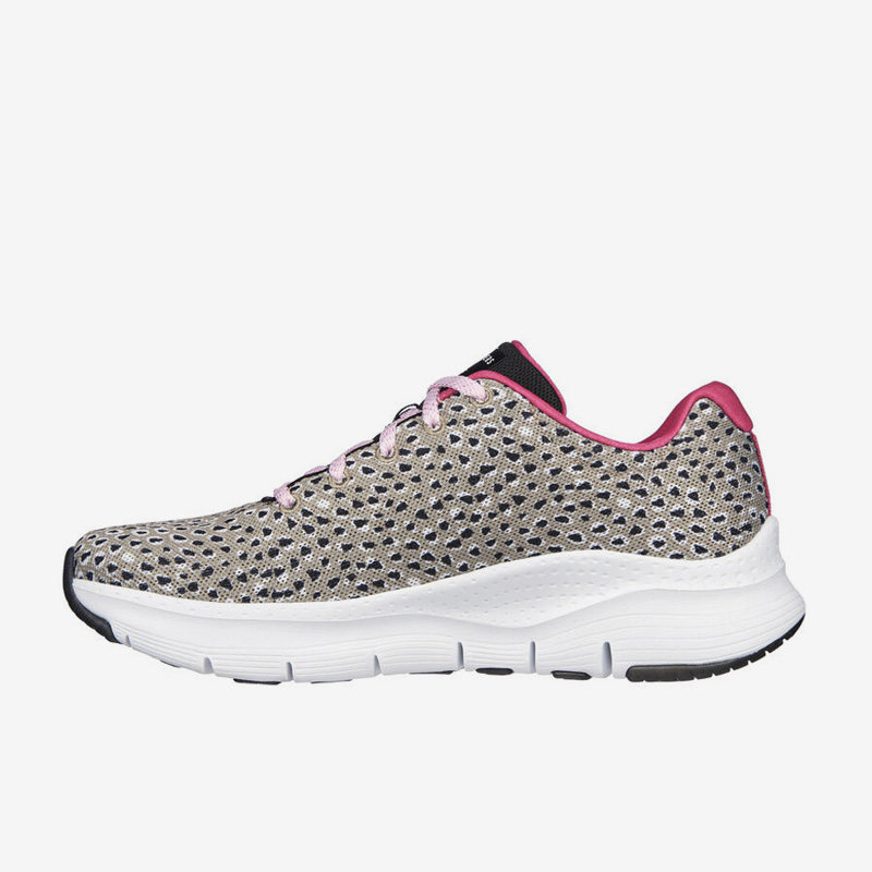 Skechers/斯凯奇正品女子豹纹轻质运动健身缓震跑步鞋149677-NTBK