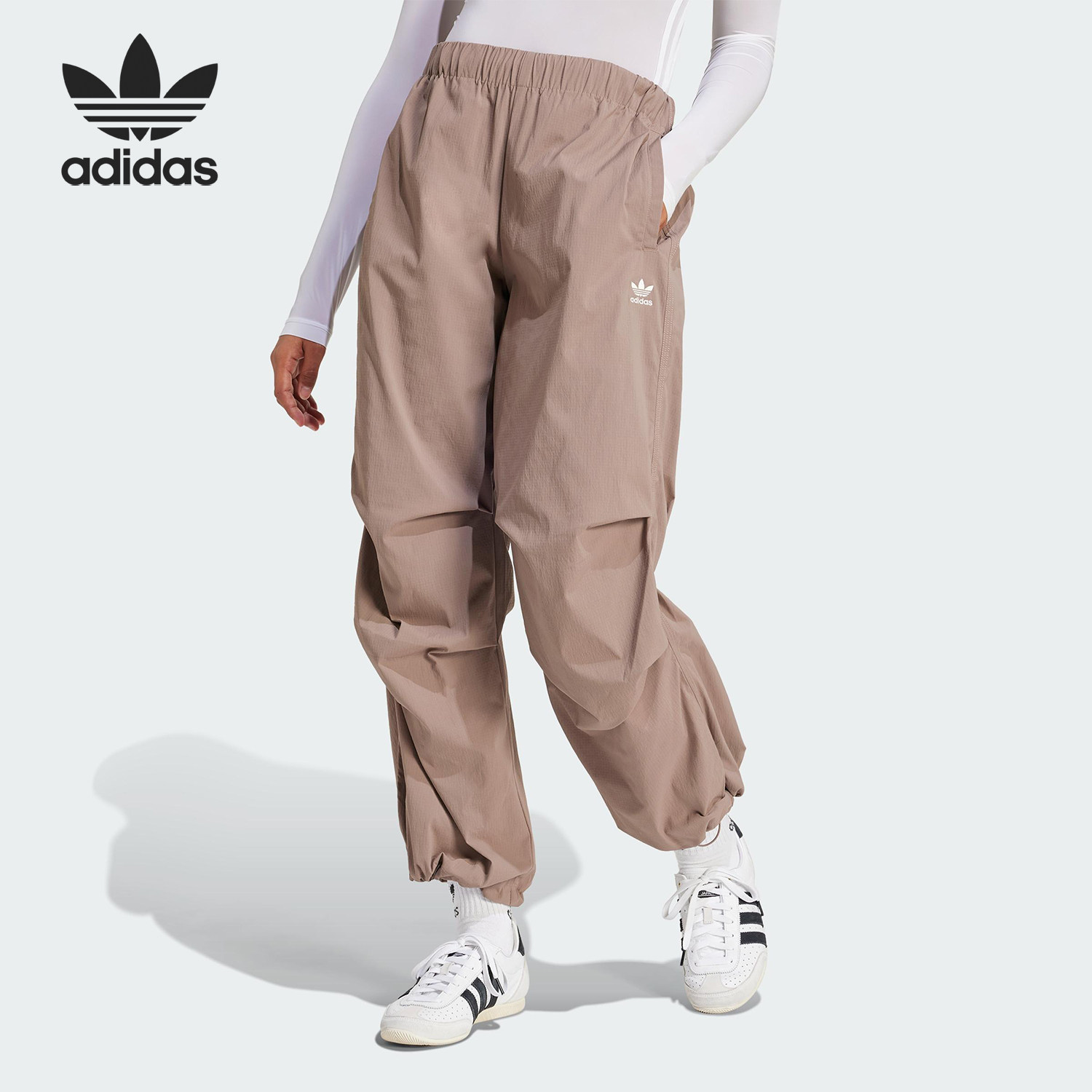 Adidas/阿迪达斯官方正品三叶草女士宽松透气工装运动长裤JD0783