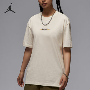 Nike/耐克正品JORDAN女士宽松柔软透气图案背后印花短袖落肩袖T恤