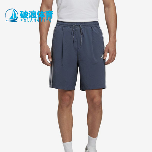Adidas/阿迪达斯正品WOVEN条纹中腰系带休闲经典短裤男短裤LC8852