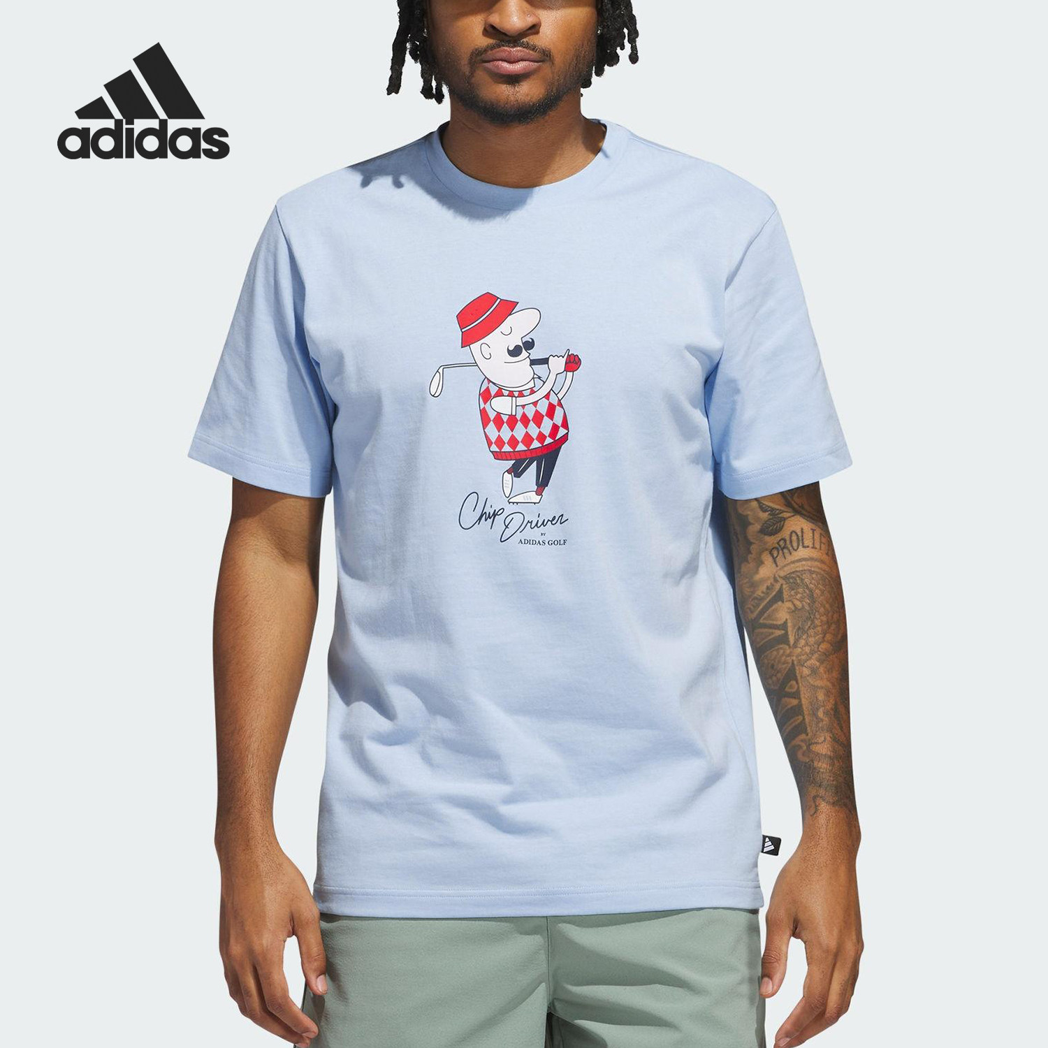 Adidas/阿迪达斯正品M CHIP CLASIC男士高尔夫图案短袖JJ4201