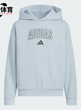 Adidas/阿迪达斯正品2025新款大童针织宽松连帽套头卫衣KC1549