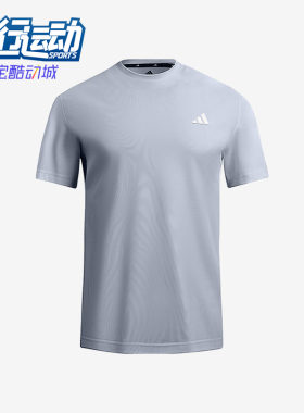 Adidas/阿迪达斯正品新款男浅蓝色训练健身休闲短袖T恤KS0425