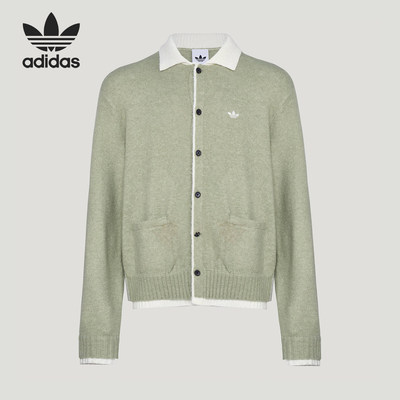Adidas/阿迪达斯正品三叶草男女时尚宽松针织开衫外套KU8908