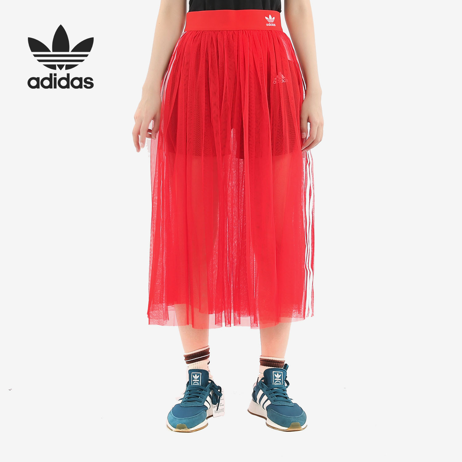 Adidas/阿迪达斯三叶草BABY同款女子休闲半身雪纺纱裙 DW3889