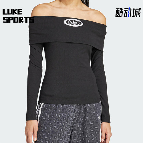 Adidas/阿迪达斯正品三叶草新款女士透气修身一字露肩长袖KA2690