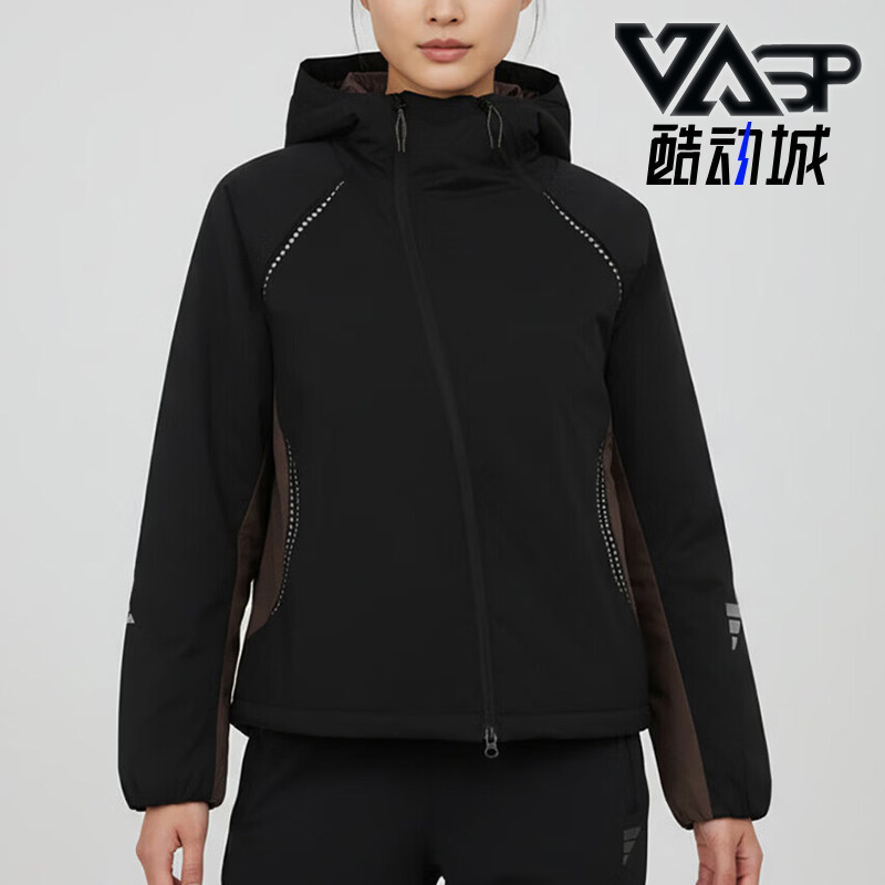 Adidas/阿迪达斯正品秋冬女士运动拉链连帽经典保暖棉服KV4862