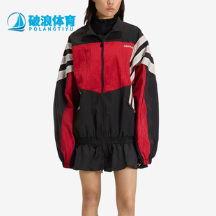 Adidas/阿迪达斯正品三叶草新款女黑红色宽松经典夹克外套KC9134