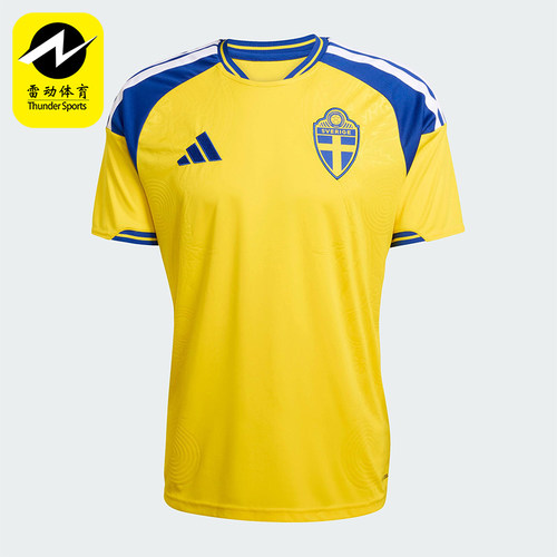 Adidas/阿迪达斯正品2025男士透气圆领拼接足球运动短袖JM5814