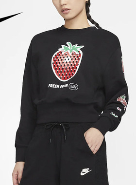 Nike/耐克正品当季新款女子针织印花圆领运动休闲卫衣 CJ3726