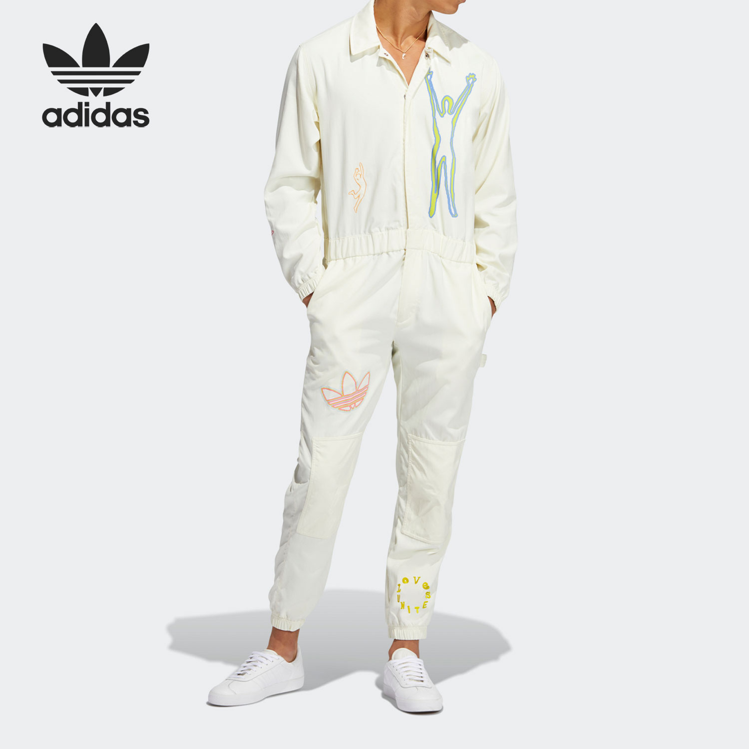 Adidas/阿迪达斯正品三叶草LOVE UNITES JUM男女运动连体衣H43972
