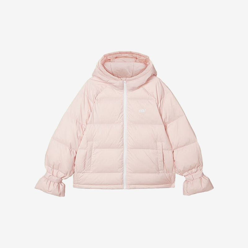 Skechers/斯凯奇正品冬季新款女子运动保暖休闲连帽羽绒服