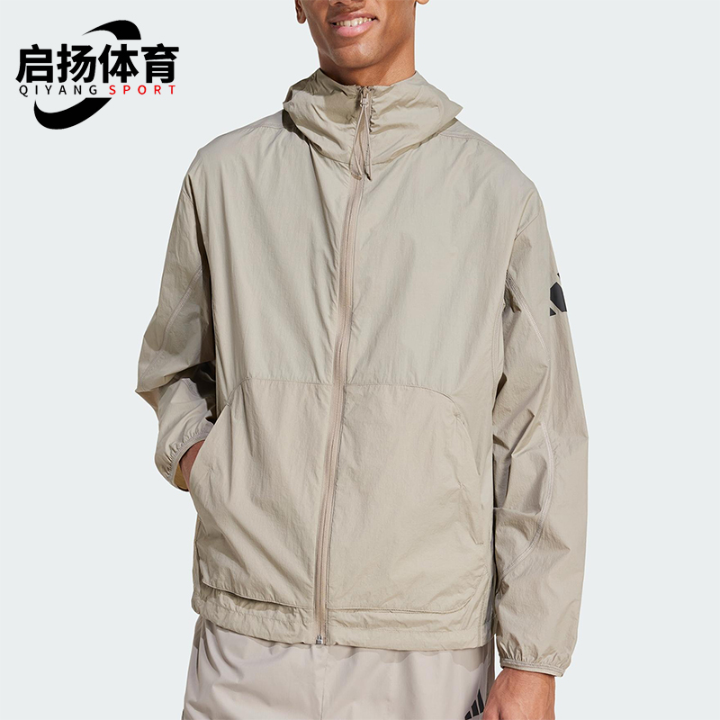 Adidas/阿迪达斯正品新款男士梭织休闲透气宽松连帽外套JF3293