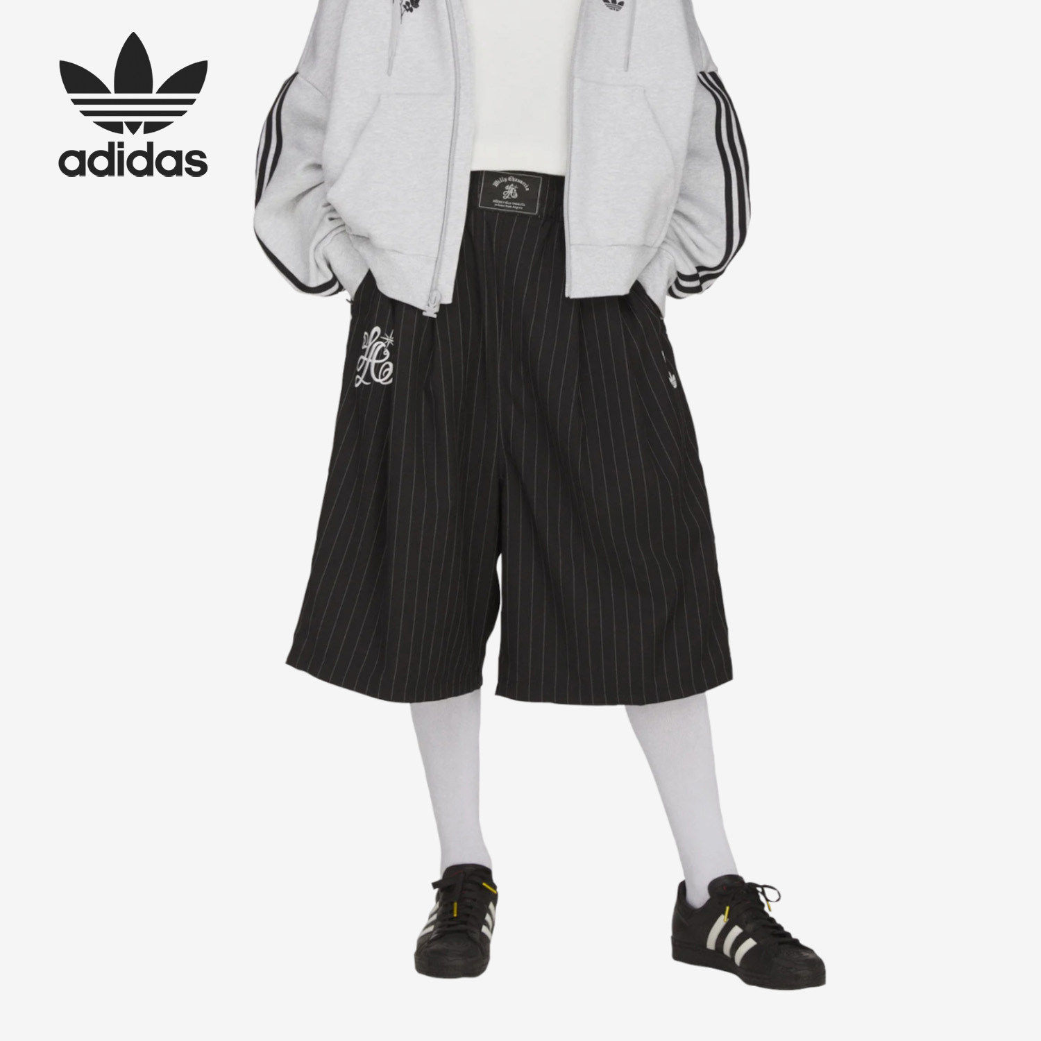 Adidas阿迪达斯正品男女宽松七分系带运动中长裤/短裤KV2247