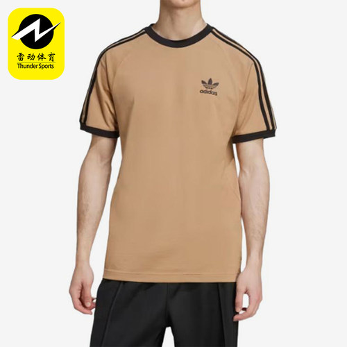 Adidas/阿迪达斯正品三叶草男士三条纹圆领修身短袖T恤JY1370