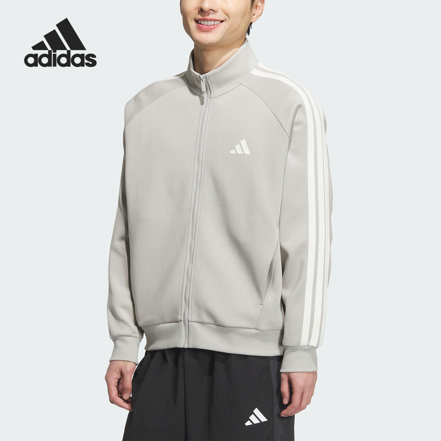 Adidas/阿迪达斯官方正品2025夏季款男士针织休闲立领外套KC2848