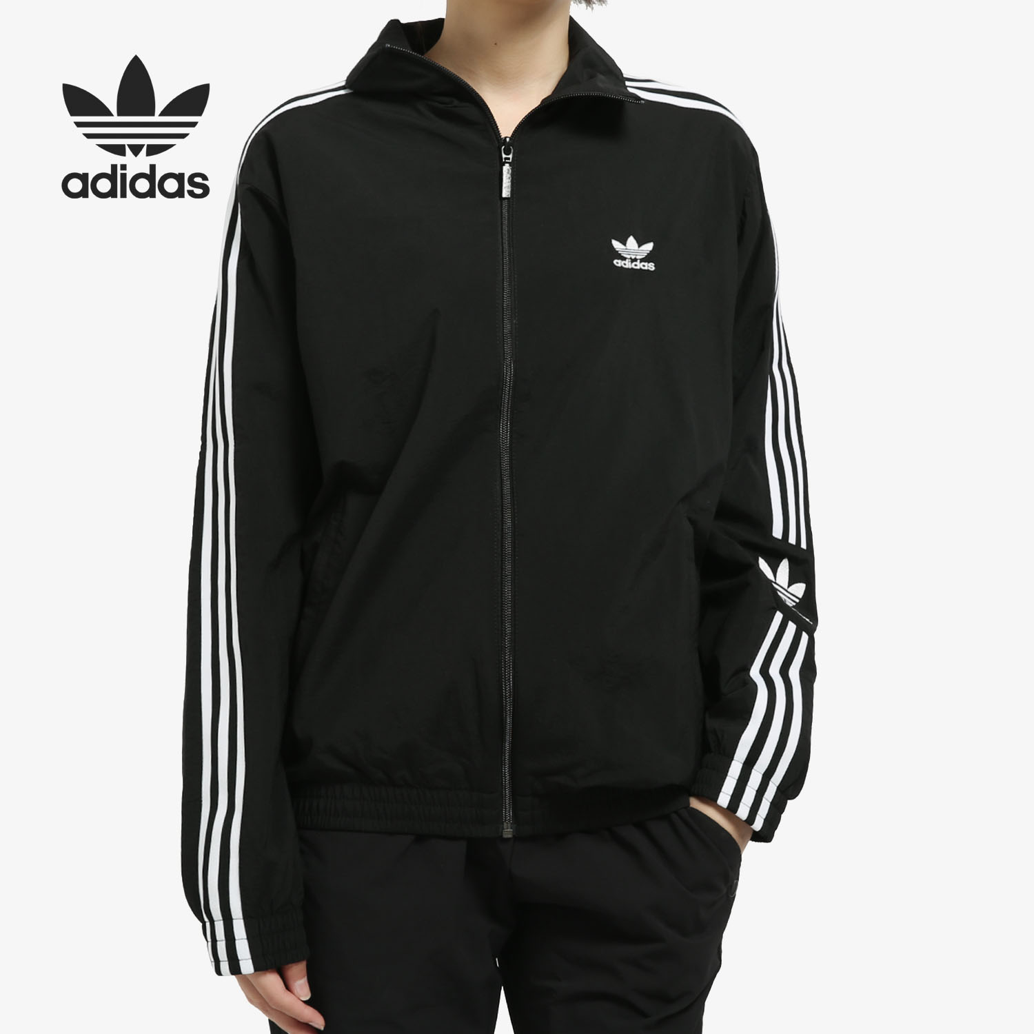 Adidas/阿迪达斯官方正品三叶草女子运动休闲立领夹克外套 ED7538
