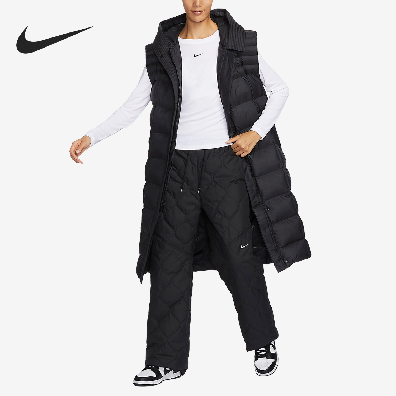 耐克正品女子连帽运动棉马甲