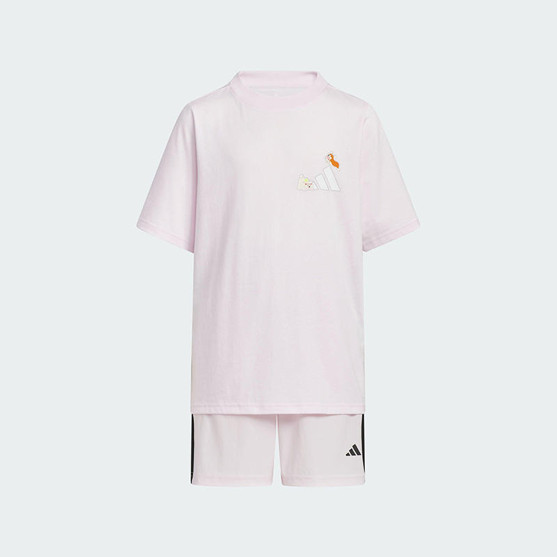 Adidas/阿迪达斯正品2025夏季款儿童宽松透气运动休闲套装KC8470