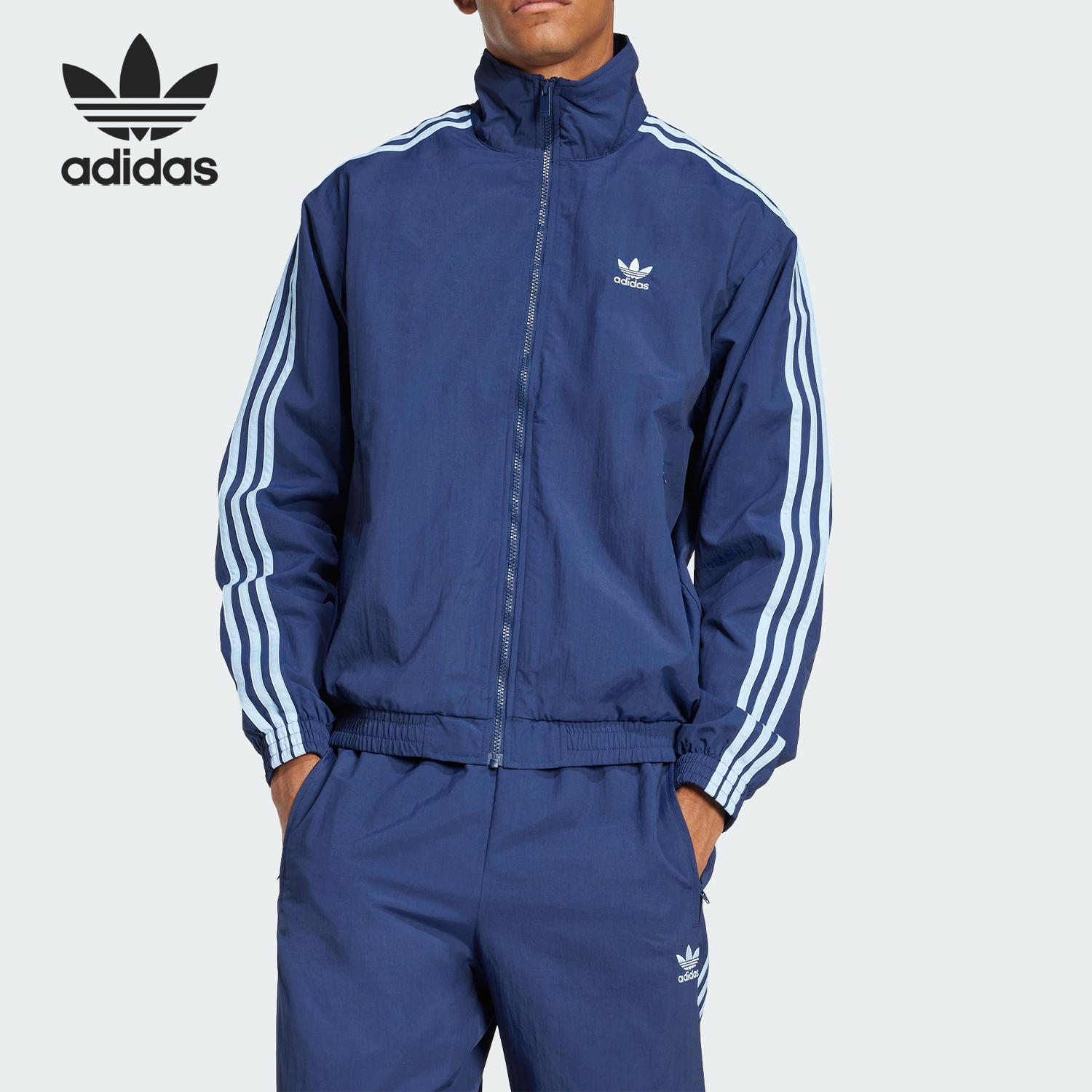 Adidas/阿迪达斯官方正品三叶草男士梭织立领拉链夹克外套JP1253