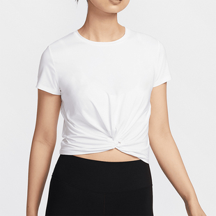 褶皱简约针织短袖 新款 女士短款 100 HJ1055 耐克正品 Nike 夏季