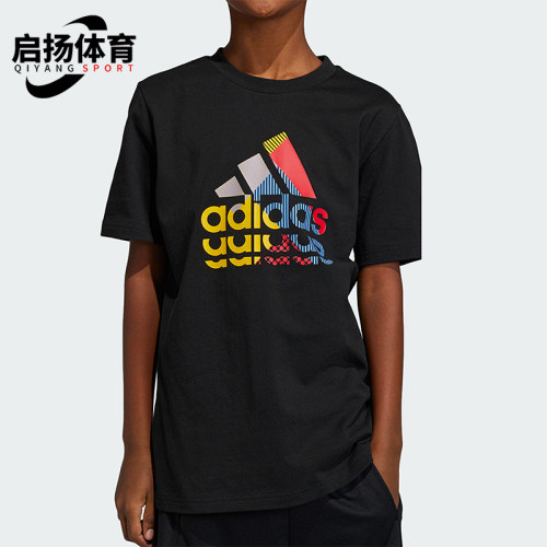 Adidas/阿迪达斯正品夏季儿童图案透气圆领休闲短袖IB9136