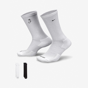 Nike/耐克正品新款男女同款舒适支撑运动中筒袜两双装FB5709-901