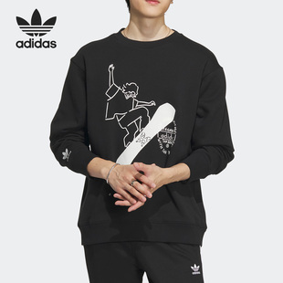 三叶草新款 男子印花圆领套头卫衣IK4313 阿迪达斯官方正品 Adidas
